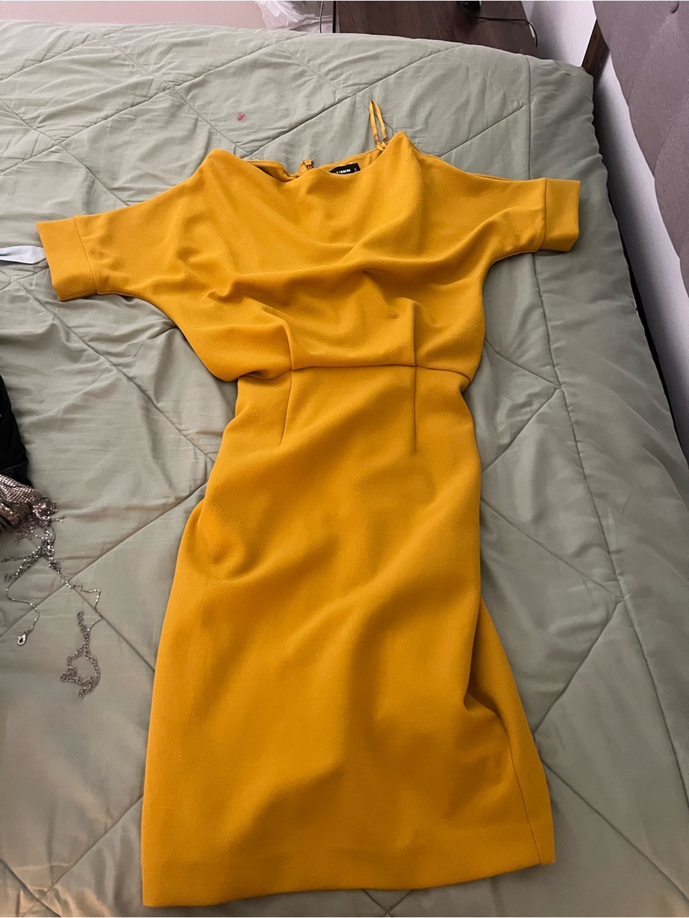 eva mendes for New York & Company Mustard Yellow Midi Dress